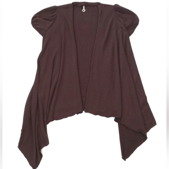 🌿 Ronin K Women's Dainty Lightweight Brown Rayon Blend Open Cardigan / Duster S - Picture 4 of 5